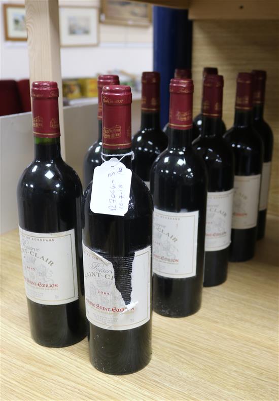 Ten bottles of St.Clair Lussac Saint Emilion, 2005